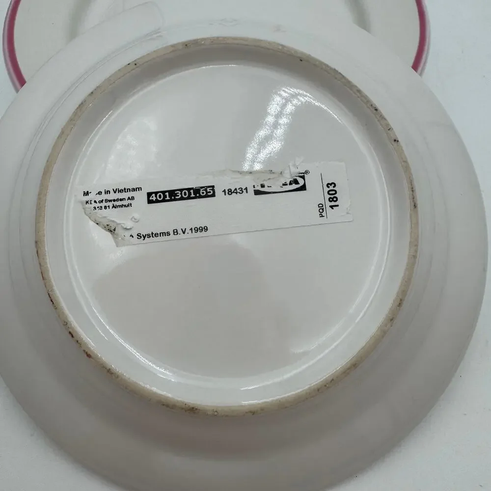 Duktig Ceramic Tea Plates Petit Fours Plates Set/4 Pink Yellow Blue Green Rims